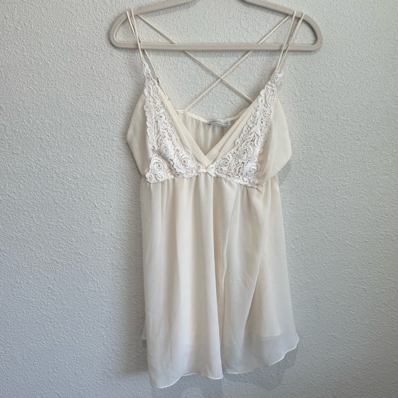 42  Flora Nikrooz Womens Large Dainty Lace Feminie Slip Dress Y2K Boho Romantic - Picture 1 of 10